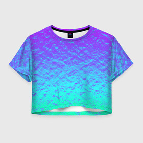 Женская футболка Crop-top 3D с принтом ПЕРЛАМУТР в городе Новоалтайск, 100% полиэстер | круглая горловина, длина футболки до линии талии, рукава с отворотами | neon | retro | абстракция | блестки | вода | волны | краски | неон | неоновый | перламутр | поп | радуга | ретро | текстура | фиолетовый