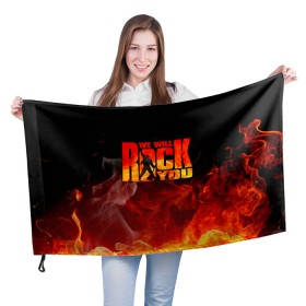 Флаг 3D с принтом Queen - We Will Rock You в городе Новоалтайск, 100% полиэстер | плотность ткани — 95 г/м2, размер — 67 х 109 см. Принт наносится с одной стороны | freddie mercury | paul | queen | quen | богемская рапсодия | брайан мэй | глэм | группа | джон дикон | квин | королева | куин | меркури | меркьюри | музыкант | мэркури | певец | песня | поп | роджер тейлор | рок