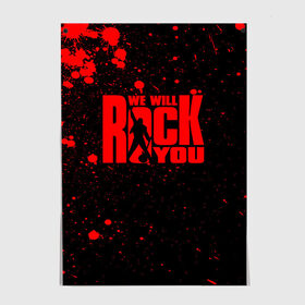 Постер с принтом Queen - We Will Rock You в городе Новоалтайск, 100% бумага
 | бумага, плотность 150 мг. Матовая, но за счет высокого коэффициента гладкости имеет небольшой блеск и дает на свету блики, но в отличии от глянцевой бумаги не покрыта лаком | freddie mercury | paul | queen | quen | богемская рапсодия | брайан мэй | глэм | группа | джон дикон | квин | королева | куин | меркури | меркьюри | музыкант | мэркури | певец | песня | поп | роджер тейлор | рок