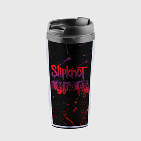 Термокружка-непроливайка с принтом SLIPKNOT в городе Новоалтайск, внутренняя часть — пищевой пластик, наружная часть — прозрачный пластик, между ними — полиграфическая вставка с рисунком | объем — 350 мл, герметичная крышка | slipknot | алессандро вентурелла | джей вайнберг | джеймс рут | кори тейлор | крэйг джонс | мик томсон | петля | сид уилсон | скользящий узел | слипкнот | удавка | шон крэхан