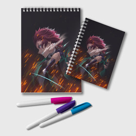 Блокнот с принтом KIMETSU NO YAIBA в городе Новоалтайск, 100% бумага | 48 листов, плотность листов — 60 г/м2, плотность картонной обложки — 250 г/м2. Листы скреплены удобной пружинной спиралью. Цвет линий — светло-серый
 | Тематика изображения на принте: demon slayer | kimetsu no yaiba | nezuko | shinobu | slayer | tanjiro | zenitsu | гию томиока | зенитцу | иноске хашибира | клинок рассекающий демонов | незуко | танджиро | шинобу кочо