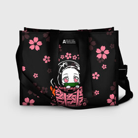 Сумка-шоппер 3D с принтом KIMETSU NO YAIBA в городе Новоалтайск, 100% полиэстер | застегивается на металлическую кнопку; внутренний карман застегивается на молнию. Стенки укреплены специальным мягким материалом, чтобы защитить содержимое от несильных ударов
 | demon slayer | kimetsu no yaiba | nezuko | shinobu | slayer | tanjiro | zenitsu | гию томиока | зенитцу | иноске хашибира | клинок рассекающий демонов | незуко | танджиро | шинобу кочо