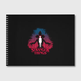 Альбом для рисования с принтом STRANGER THINGS в городе Новоалтайск, 100% бумага
 | матовая бумага, плотность 200 мг. | Тематика изображения на принте: 11 | stranger things | одди | одиннадцатая | очень странные дела | сериалы