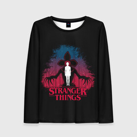 Женский лонгслив 3D с принтом STRANGER THINGS в городе Новоалтайск, 100% полиэстер | длинные рукава, круглый вырез горловины, полуприлегающий силуэт | 11 | stranger things | одди | одиннадцатая | очень странные дела | сериалы
