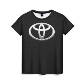 Женская футболка 3D с принтом Toyota carbon в городе Новоалтайск, 100% полиэфир ( синтетическое хлопкоподобное полотно) | прямой крой, круглый вырез горловины, длина до линии бедер | 2020 | alphard | auto | camry | corolla | highlander | hilux | land cruiser 200 | prado | rav4 | sport | supra | toyota | tundra | авто | автомобиль | автомобильные | альфард | бренд | камри | марка | машины | спорт | тойота