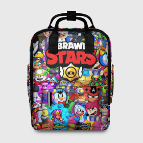 Женский рюкзак 3D с принтом BRAWL STARS в городе Новоалтайск, 100% полиэстер | лямки с регулируемой длиной, сверху ручки, чтобы рюкзак нести как сумку. Основное отделение закрывается на молнию, как и внешний карман. Внутри два дополнительных кармана, один из которых закрывается на молнию. По бокам два дополнительных кармашка, куда поместится маленькая бутылочка
 | bibi | brawl stars | brock | bull | crow | dinomike | el primo | leon | mobile game | nita | poko | ricochet | sandy | shall | stars | tara | бравл старс | ворон | леон | мобильные игры