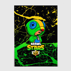 Постер с принтом Brawl Stars Leon в городе Новоалтайск, 100% бумага
 | бумага, плотность 150 мг. Матовая, но за счет высокого коэффициента гладкости имеет небольшой блеск и дает на свету блики, но в отличии от глянцевой бумаги не покрыта лаком | brawl | brawl stars | brawlstars | game | loen | paint | star | stars | бравл | браво | детская | детский | детям | звезда | звезды | игра | краски | леон | стар | старс
