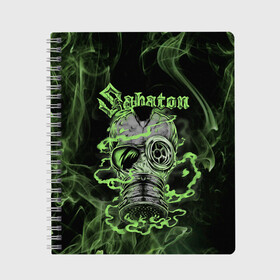 Тетрадь с принтом Toxic Sabaton в городе Новоалтайск, 100% бумага | 48 листов, плотность листов — 60 г/м2, плотность картонной обложки — 250 г/м2. Листы скреплены сбоку удобной пружинной спиралью. Уголки страниц и обложки скругленные. Цвет линий — светло-серый
 | Тематика изображения на принте: battle metal | sabaton | военный рок | йоаким броден | крис рёланд | пар сундстрём | рок | рок группа | хэви метал | шведская группа | шведский рок