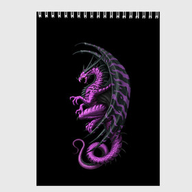 Скетчбук с принтом Purple Dragon в городе Новоалтайск, 100% бумага
 | 48 листов, плотность листов — 100 г/м2, плотность картонной обложки — 250 г/м2. Листы скреплены сверху удобной пружинной спиралью | Тематика изображения на принте: beast | dinosaur | dragon | fire | hunter | ice | monster | predator | reptile | динозавр | дракон | зверь | лед | ледяной | монстр | огненный | огонь | охотник | хищник