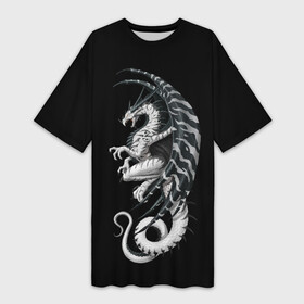 Платье-футболка 3D с принтом White Dragon в городе Новоалтайск,  |  | beast | dinosaur | dragon | fire | hunter | ice | monster | predator | reptile | динозавр | дракон | зверь | лед | ледяной | монстр | огненный | огонь | охотник | хищник