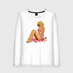 Женский лонгслив хлопок с принтом Retro PinUp Girl в городе Новоалтайск, 100% хлопок |  | girl | pin up | pin up retro girl | pinup | retro | retro girl | девушка | пин ап | пинап | пинап ретро девушка | ретро | ретро девушка