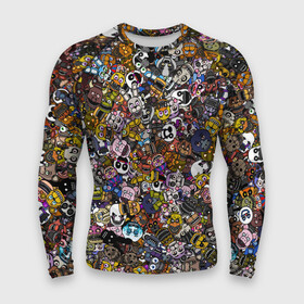 Мужской рашгард 3D с принтом FNaF стикербомбинг в городе Новоалтайск,  |  | doodling | pattern | textures | tiles | дудлинг | игра. stickerbombing | коллаж | лица
голова | монстры | паттерны | паттрен | персонажи | пять ночей у фредди | тайлы | текстуры | фнаф | фон