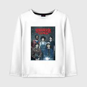 Детский лонгслив хлопок с принтом Stranger Thing в городе Новоалтайск, 100% хлопок | круглый вырез горловины, полуприлегающий силуэт, длина до линии бедер | beyond | eleven | hopper | jane | mike | stranger | things | wheeler | дастин | дела | джейн | загадочные | майк | одиннадцать | очень | события | странные | уилер | хендерсон | хоппер