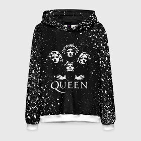 Мужская толстовка 3D с принтом QUEEN в городе Новоалтайск, 100% полиэстер | двухслойный капюшон со шнурком для регулировки, мягкие манжеты на рукавах и по низу толстовки, спереди карман-кенгуру с мягким внутренним слоем. | queen | rock | we will rock you | брайан мэи | группа queen | группа квин | джон дикон | квин | королева | король | роджер тейлор | рок | фредди меркьюри