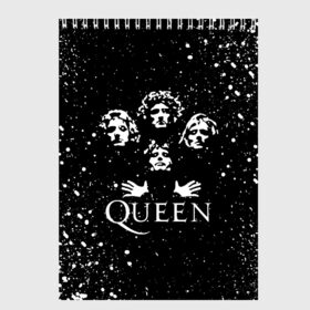 Скетчбук с принтом QUEEN в городе Новоалтайск, 100% бумага
 | 48 листов, плотность листов — 100 г/м2, плотность картонной обложки — 250 г/м2. Листы скреплены сверху удобной пружинной спиралью | queen | rock | we will rock you | брайан мэи | группа queen | группа квин | джон дикон | квин | королева | король | роджер тейлор | рок | фредди меркьюри