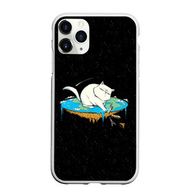 Чехол для iPhone 11 Pro Max матовый с принтом Flat earth Cat в городе Новоалтайск, Силикон |  | Тематика изображения на принте: cat | cats | code | conspiracy | earth | flat | kitten | sky | space | заговор | земля | конспирация | космос | кот | котенок | котик | котики | коты | мир | небо | плоская | сердце