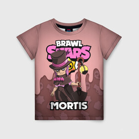 Детская футболка 3D с принтом BRAWL STARS MORTIS в городе Новоалтайск, 100% гипоаллергенный полиэфир | прямой крой, круглый вырез горловины, длина до линии бедер, чуть спущенное плечо, ткань немного тянется | brawl stars | brawl stars mortis | brawler | mortis | бравл старз | бравлер | мортис