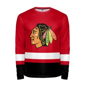 Мужской лонгслив 3D с принтом Chicago Blackhawks в городе Новоалтайск, 100% полиэстер | длинные рукава, круглый вырез горловины, полуприлегающий силуэт | blackhawks | chicago | chicago blackhawks | hockey | nhl | usa | блэкхокс | нхл | спорт | сша | хоккей | чикаго | чикаго блэкхокс | шайба