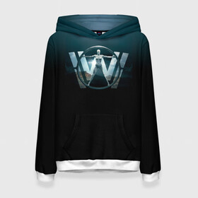 Женская толстовка 3D с принтом Westworld Logo в городе Новоалтайск, 100% полиэстер  | двухслойный капюшон со шнурком для регулировки, мягкие манжеты на рукавах и по низу толстовки, спереди карман-кенгуру с мягким внутренним слоем. | vdosadir | westworld | джонатан нолан | западный мир | лиза джой | мир дикого запада