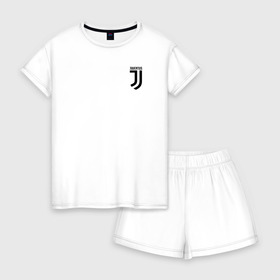Женская пижама с шортиками хлопок с принтом JUVENTUS (НА СПИНЕ) в городе Новоалтайск, 100% хлопок | футболка прямого кроя, шорты свободные с широкой мягкой резинкой | cr7 | fc juventus | football | juve | juventus | ronaldo | sport | роналдо | спорт | футбол | ювентус