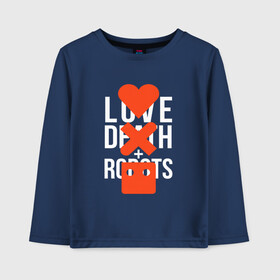 Детский лонгслив хлопок с принтом LOVE DEATH ROBOTS (LDR) в городе Новоалтайск, 100% хлопок | круглый вырез горловины, полуприлегающий силуэт, длина до линии бедер | death | fantastic | future | ldr | love | love death and robots | love death robots | netflix | robots | sci fi | будущее | лдр | любовь | нетфликс | роботы | фантастика