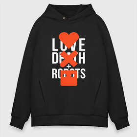 Мужское худи Oversize хлопок с принтом LOVE DEATH ROBOTS (LDR) в городе Новоалтайск, френч-терри — 70% хлопок, 30% полиэстер. Мягкий теплый начес внутри —100% хлопок | боковые карманы, эластичные манжеты и нижняя кромка, капюшон на магнитной кнопке | death | fantastic | future | ldr | love | love death and robots | love death robots | netflix | robots | sci fi | будущее | лдр | любовь | нетфликс | роботы | фантастика