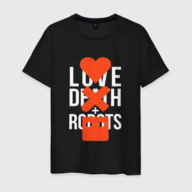 Мужская футболка хлопок с принтом LOVE DEATH ROBOTS (LDR) в городе Новоалтайск, 100% хлопок | прямой крой, круглый вырез горловины, длина до линии бедер, слегка спущенное плечо. | death | fantastic | future | ldr | love | love death and robots | love death robots | netflix | robots | sci fi | будущее | лдр | любовь | нетфликс | роботы | фантастика