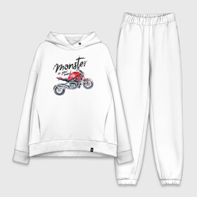 Женский костюм хлопок Oversize с принтом Monster в городе Новоалтайск,  |  | monster ducati монстр красный мотоцикл леттеринг надпись гранж брутальный принт графика крутой модный яркий