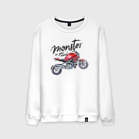 Мужской свитшот хлопок с принтом Monster в городе Новоалтайск, 100% хлопок |  | monster ducati монстр красный мотоцикл леттеринг надпись гранж брутальный принт графика крутой модный яркий