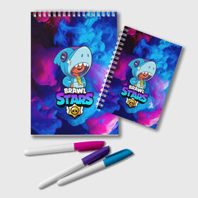 Блокнот с принтом BRAWL STARS LEON SHARK в городе Новоалтайск, 100% бумага | 48 листов, плотность листов — 60 г/м2, плотность картонной обложки — 250 г/м2. Листы скреплены удобной пружинной спиралью. Цвет линий — светло-серый
 | Тематика изображения на принте: 8 bit | 8 бит | bibi | brawl stars | crow | el brown | leon | leon shark | max | mr.p | sally leon | shark | stars | virus | werewolf | акула | биби | вирус | ворон | леон | оборотень | пингвин