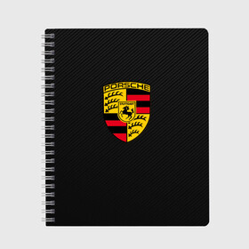 Тетрадь с принтом PORSCHE в городе Новоалтайск, 100% бумага | 48 листов, плотность листов — 60 г/м2, плотность картонной обложки — 250 г/м2. Листы скреплены сбоку удобной пружинной спиралью. Уголки страниц и обложки скругленные. Цвет линий — светло-серый
 | auto | boxter | cayenne | macan | porsche | sport | авто | автомобиль | автомобильные | бренд | каен | макан | марка | машины | порш | порше | премиум | спорт