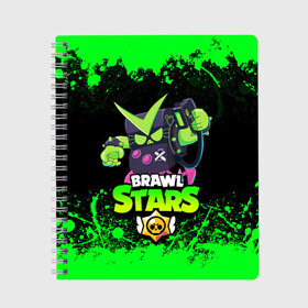 Тетрадь с принтом BRAWL STARS VIRUS 8-BIT в городе Новоалтайск, 100% бумага | 48 листов, плотность листов — 60 г/м2, плотность картонной обложки — 250 г/м2. Листы скреплены сбоку удобной пружинной спиралью. Уголки страниц и обложки скругленные. Цвет линий — светло-серый
 | brawl stars | brawler | bull | colt | crow | evil gene | gene | leon | leon shark | mortis | mr.p | nani | shark | spike | stars | surge | werewolf | акула | берли | бравл старз | бравлер | волна | ворон | джин | динамайк | кольт | леон | ле