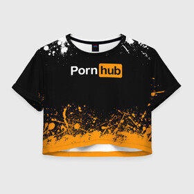 Женская футболка Crop-top 3D с принтом PORNHUB | ПОРНХАБ (Z) в городе Новоалтайск, 100% полиэстер | круглая горловина, длина футболки до линии талии, рукава с отворотами | brand | brazzers | faketaxi | hub | mode | playboy | бразерс | бренд | мода | фейк такси