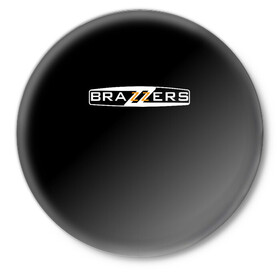 Значок с принтом БРАЗЗЕРС ЛОГО | BRAZZERS LOGO (Z) в городе Новоалтайск,  металл | круглая форма, металлическая застежка в виде булавки | brand | brazzers | fake taxi | faketaxi | hub | mode | playboy | бразерс | бренд | мода | фейк такси