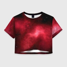Женская футболка Crop-top 3D с принтом Космос в городе Новоалтайск, 100% полиэстер | круглая горловина, длина футболки до линии талии, рукава с отворотами | Тематика изображения на принте: вселенная | комета | космическая пыль | космический свет | космос | текстуры