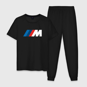 Мужская пижама хлопок с принтом BMW ///M LOGO 2020 в городе Новоалтайск, 100% хлопок | брюки и футболка прямого кроя, без карманов, на брюках мягкая резинка на поясе и по низу штанин
 | bmw | bmw motorsport | bmw performance | carbon | m | motorsport | performance | sport | бмв | карбон | моторспорт | спорт