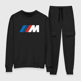 Женский костюм хлопок с принтом BMW ///M LOGO 2020 в городе Новоалтайск, 100% хлопок | на свитшоте круглая горловина, мягкая резинка по низу. Брюки заужены к низу, на них два вида карманов: два 