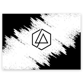 Поздравительная открытка с принтом LINKIN PARK в городе Новоалтайск, 100% бумага | плотность бумаги 280 г/м2, матовая, на обратной стороне линовка и место для марки
 | Тематика изображения на принте: chester bennington | linkin park | mike shinoda | линкин парк