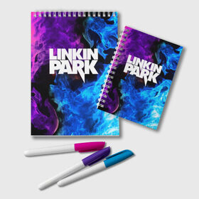Блокнот с принтом LINKIN PARK в городе Новоалтайск, 100% бумага | 48 листов, плотность листов — 60 г/м2, плотность картонной обложки — 250 г/м2. Листы скреплены удобной пружинной спиралью. Цвет линий — светло-серый
 | Тематика изображения на принте: chester bennington | linkin park | mike shinoda | линкин парк