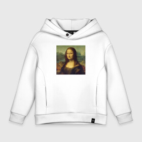 Детское худи Oversize хлопок с принтом Mona Lisa pixels в городе Новоалтайск, френч-терри — 70% хлопок, 30% полиэстер. Мягкий теплый начес внутри —100% хлопок | боковые карманы, эластичные манжеты и нижняя кромка, капюшон на магнитной кнопке | mona lisa | pixels | искусство | картина | мона лиза | пиксели