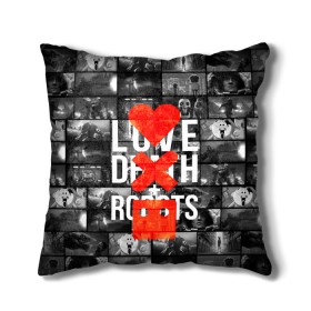 Подушка 3D с принтом LOVE DEATH ROBOTS (LDR) в городе Новоалтайск, наволочка – 100% полиэстер, наполнитель – холлофайбер (легкий наполнитель, не вызывает аллергию). | состоит из подушки и наволочки. Наволочка на молнии, легко снимается для стирки | death | fantastic | future | ldr | love | love death and robots | love death robots | netflix | robots | sci fi | будущее | лдр | любовь | нетфликс | роботы | фантастика