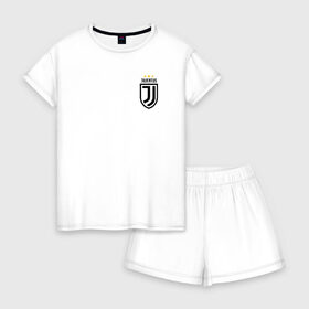 Женская пижама с шортиками хлопок с принтом JUVENTUS в городе Новоалтайск, 100% хлопок | футболка прямого кроя, шорты свободные с широкой мягкой резинкой | cr7 | fc juventus | football | juve | juventus | ronaldo | sport | роналдо | спорт | футбол | ювентус