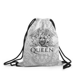 Рюкзак-мешок 3D с принтом QUEEN в городе Новоалтайск, 100% полиэстер | плотность ткани — 200 г/м2, размер — 35 х 45 см; лямки — толстые шнурки, застежка на шнуровке, без карманов и подкладки | queen | rock | we will rock you | брайан мэи | группа queen | группа квин | джон дикон | квин | королева | король | роджер тейлор | рок | фредди меркьюри