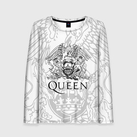 Женский лонгслив 3D с принтом QUEEN в городе Новоалтайск, 100% полиэстер | длинные рукава, круглый вырез горловины, полуприлегающий силуэт | queen | rock | we will rock you | брайан мэи | группа queen | группа квин | джон дикон | квин | королева | король | роджер тейлор | рок | фредди меркьюри