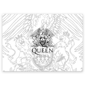 Поздравительная открытка с принтом QUEEN в городе Новоалтайск, 100% бумага | плотность бумаги 280 г/м2, матовая, на обратной стороне линовка и место для марки
 | queen | rock | we will rock you | брайан мэи | группа queen | группа квин | джон дикон | квин | королева | король | роджер тейлор | рок | фредди меркьюри