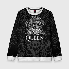 Детский свитшот 3D с принтом QUEEN в городе Новоалтайск, 100% полиэстер | свободная посадка, прямой крой, мягкая тканевая резинка на рукавах и понизу свитшота | queen | rock | we will rock you | брайан мэи | группа queen | группа квин | джон дикон | квин | королева | король | роджер тейлор | рок | фредди меркьюри