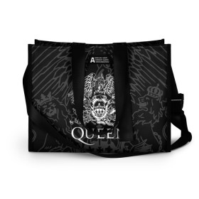 Сумка-шоппер 3D с принтом QUEEN в городе Новоалтайск, 100% полиэстер | застегивается на металлическую кнопку; внутренний карман застегивается на молнию. Стенки укреплены специальным мягким материалом, чтобы защитить содержимое от несильных ударов
 | queen | rock | we will rock you | брайан мэи | группа queen | группа квин | джон дикон | квин | королева | король | роджер тейлор | рок | фредди меркьюри