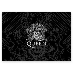 Поздравительная открытка с принтом QUEEN в городе Новоалтайск, 100% бумага | плотность бумаги 280 г/м2, матовая, на обратной стороне линовка и место для марки
 | queen | rock | we will rock you | брайан мэи | группа queen | группа квин | джон дикон | квин | королева | король | роджер тейлор | рок | фредди меркьюри