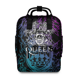 Женский рюкзак 3D с принтом QUEEN в городе Новоалтайск, 100% полиэстер | лямки с регулируемой длиной, сверху ручки, чтобы рюкзак нести как сумку. Основное отделение закрывается на молнию, как и внешний карман. Внутри два дополнительных кармана, один из которых закрывается на молнию. По бокам два дополнительных кармашка, куда поместится маленькая бутылочка
 | queen | rock | we will rock you | брайан мэи | группа queen | группа квин | джон дикон | квин | королева | король | роджер тейлор | рок | фредди меркьюри