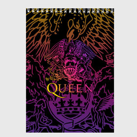 Скетчбук с принтом QUEEN в городе Новоалтайск, 100% бумага
 | 48 листов, плотность листов — 100 г/м2, плотность картонной обложки — 250 г/м2. Листы скреплены сверху удобной пружинной спиралью | queen | rock | we will rock you | брайан мэи | группа queen | группа квин | джон дикон | квин | королева | король | роджер тейлор | рок | фредди меркьюри